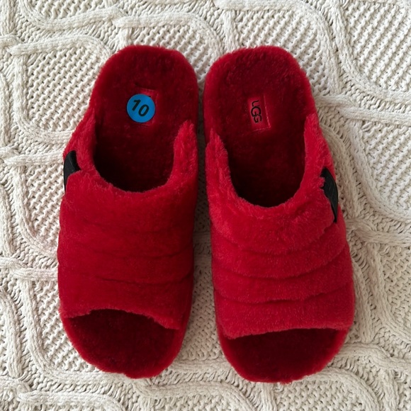 UGG Other - NEW Ugg Fluff You Samba Red Men’s Slippers, Size 10, NWOT